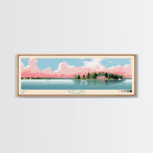 Load image into Gallery viewer, Geist Lake Indiana Framed Canvas Print, Panoramic Art, Midcentury Modern, Pop Art, Living Room Decor, Travel Poster, Nature Art, Wall Art