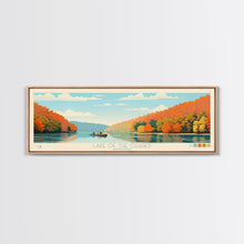 Load image into Gallery viewer, Lake of the Ozarks Missouri Framed Canvas Print, Panoramic Wall Art, Midcentury Modern, Pop Art, Bedroom Art, Travel Poster, Lake House Decor