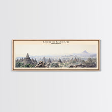 Load image into Gallery viewer, Borobudur Travel Poster Print, Framed Canvas Print, COUNTRY Travel Art, Wood Framed Art, Wall Hanging, Home Decor