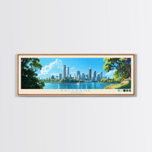 Load image into Gallery viewer, Brisbane, Australia Travel Poster Panoramic Canvas Print, Brisbane, Australia Painting, Australia Art, Brisbane Travel Art, Guest Room Painting
