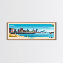Carregar imagem no visualizador da galeria, Cardiff, Wales Travel Poster Panoramic Canvas Print, Cardiff, Wales Painting, Wales Art, Cardiff Travel Art, Guest Room Painting