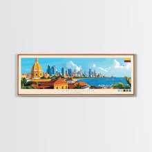 Cargar imagen en el visor de la galería, Cartagena, Colombia Panoramic Travel Poster Canvas Print, Cartagena, Colombia Painting, Colombia Art, Cartagena Travel Art, Guest Room Painting
