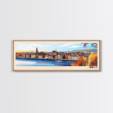 Load image into Gallery viewer, Dundee, Scotland Panoramic Travel Poster Canvas Print, Dundee, Scotland Painting, Scotland Art, Dundee Panoramic Travel Art, Travel Painting