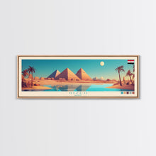 Load image into Gallery viewer, Gizeh, Egypt Panoramic Travel Poster Canvas Print, Gizeh, Egypt Painting, Egypt Art, Gizeh Panoramic Travel Art, Travel Painting
