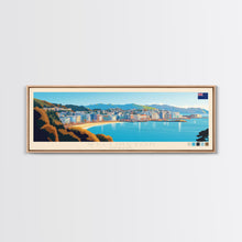 Load image into Gallery viewer, Wellington, New Zealand Panoramic Travel Poster Canvas Print, Wellington, New Zealand Painting, New Zealand Art, Wellington Panoramic Travel Art, Travel Painting