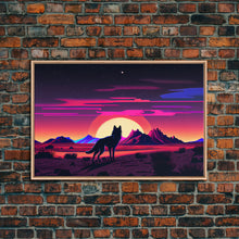 Load image into Gallery viewer, Desert Full Moon Silhouette Fox Purple Wall Art Print, Wall Decor, Wall Poster, Fine Art Print