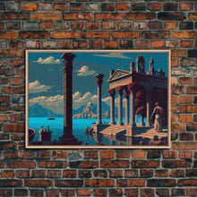 Load image into Gallery viewer, Ancient Roman Architecture, 8 bit pixel art, framed canvas print