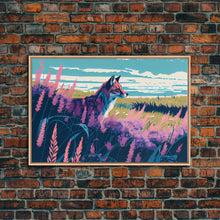 Carregar imagem no visualizador da galeria, Cute fox in a field, watercolor art, framed canvas print, colorful animal art