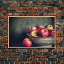 Cargar imagen en el visor de la galería, Farmhouse Kitchen Art, Framed Canvas Print, Still Life of Apples In A Rustic Bowl, Photography Print, Kitchen Decor, Rustic Country Kitchen