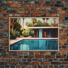 Load image into Gallery viewer, The Pool House, Mid Century Modern Decor, Framed Wall Art, Architectural Print, Retro Art, Swimming Pool Art, Framed Painting