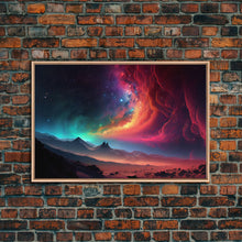 Cargar imagen en el visor de la galería, Colorful Galaxy Full of Stars, Framed Canvas Print, Unique Wall Art, Large Format Art, Retro Synthwave Style Space Art