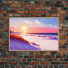 Load image into Gallery viewer, Boho Style Whimsical Beach Art, Framed Canvas Print, Minimalist Modern Farmhouse Decor, Maine Beach Art