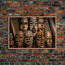 Carregar imagem no visualizador da galeria, African Traditional Masks Framed Canvas Wall Art | Canvas Print Decor for Home & Office Decoration I Ready To Hang Canvas Print