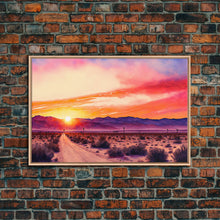 Load image into Gallery viewer, Arizona Desert at Sunset, Dirt Road, Framed Canvas Print, Colorful Wall Art, Sofa Art