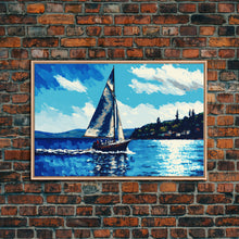 Carregar imagem no visualizador da galeria, Blue Sky and Blue Sea There's Nothing Else For Me, Framed Canvas Print, Oil Painting Style, Sailing / Sail Boat Art