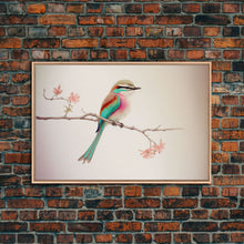 Cargar imagen en el visor de la galería, Colorful Oriole Bird On a Branch, Watercolor, Framed Canvas Print, Birdwatcher Art