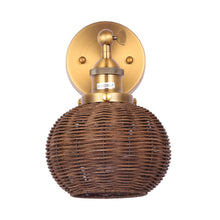 Carregar imagem no visualizador da galeria, 1-Light Traditional Rattan Golden Wall Sconce Light