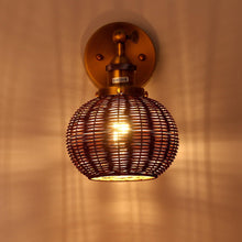 Carregar imagem no visualizador da galeria, 1-Light Traditional Rattan Golden Wall Sconce Light