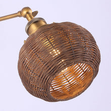 Carregar imagem no visualizador da galeria, 1-Light Traditional Rattan Golden Wall Sconce Light