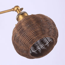 Carregar imagem no visualizador da galeria, 1-Light Traditional Rattan Golden Wall Sconce Light