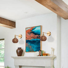 Carregar imagem no visualizador da galeria, 1-Light Traditional Rattan Golden Wall Sconce Light