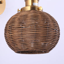 Carregar imagem no visualizador da galeria, 1-Light Traditional Rattan Golden Wall Sconce Light