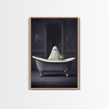 Load image into Gallery viewer, Ghost Bathroom Canvas, Dark Romantic Ghost Standing in Bathroom Creepy, Ghost in the Bath tub Wall Art Halloween Canvas, Funny Halloween