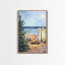 Cargar imagen en el visor de la galería, Christmas At The Beach, Framed Canvas Print, Christmas Decor, Christmas Art, Christmas Art Prints, Tropical Christmas, Beach House Art