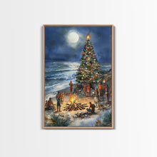 Cargar imagen en el visor de la galería, Christmas At The Beach, Framed Canvas Print, Christmas Decor, Christmas Art, Christmas Art Prints, Tropical Christmas, Beach House Art