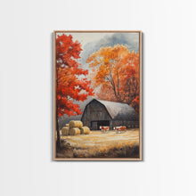 Cargar imagen en el visor de la galería, Fall Decor, Barn Amongst The Falling Leaves, Farmhouse Decor, Fall Art, Autumn Decor, Thanksgiving Seasonal Wall Art