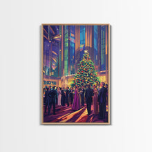 Load image into Gallery viewer, Elegant Christmas Ball Scene with Large Decorated Tree and Holiday Party, Perfect for Framed Canvas Print and Christmas Wall Art