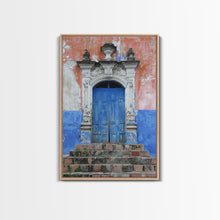 Cargar imagen en el visor de la galería, Change3 Mexican Wall Art, Colorful Mexican Door Architecture Painting Framed Canvas Print, Traditional Hacienda Architecture, Ready To Hang