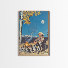 Load image into Gallery viewer, Cowboy in Snowy Sunset Landscape Canvas Print, Winter Wall Art, Seasonal Western Decor, Holiday Gift, Christmas Wall Art, Canvas Print