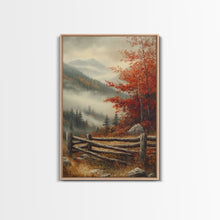 Carregar imagem no visualizador da galeria, Canvas Print of Autumn Trees in Misty Landscape, Fall Wall Art, Moody Landscape, Modern Farmhouse, Best Gift Idea, Rustic Fall Decor