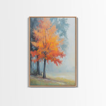 Carregar imagem no visualizador da galeria, Canvas Print of Vibrant Autumn Tree in Misty Background, Seasonal Wall Art, Fall Decor, Best Gift Idea, Modern Farmhouse Landscape Art