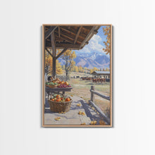 Carregar imagem no visualizador da galeria, Autumn Harvest Scene With Pumpkins Farmhouse Wall Art Framed Canvas Print Thanksgiving Seasonal Wall Art Country Home Decor Gift Idea