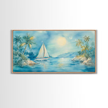 Carregar imagem no visualizador da galeria, Festive Boat Lighthouse Framed Canvas Print Christmas Nautical Holiday Art Beach Christmas Decor Best Gift Christmas Art Prints 2024