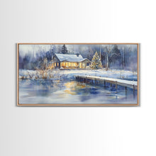 Load image into Gallery viewer, Christmas home decor, canvas print, winter landscape art, Christmas tree art, Christmas wall art, framed art, holiday wall art