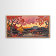 Carregar imagem no visualizador da galeria, Fall farmhouse wall art, moody landscape, canvas print, rustic Christmas decor, holiday decor, gallery wall, seasonal wall art