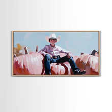 Load image into Gallery viewer, Black And White Cowboy Framed Canvas Print Moody Landscape Fall Art Above Sofa Decor Rustic Western Cowboy Autumn Wall Art