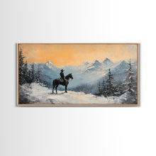 Carregar imagem no visualizador da galeria, Female cowboy in fall forest, Framed Canvas Print, captivating Western portrait in autumn scenery, art piece seasonal farmhouse rustic decor