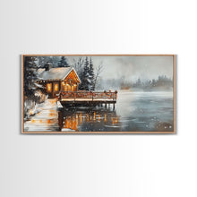 Load image into Gallery viewer, Beach house porch with Christmas garland and seashells, Framed Canvas Print festive tropical decorations, perfect coastal Christmas wall art