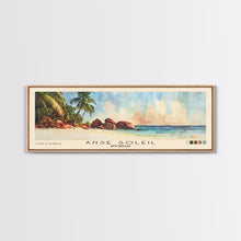 Load image into Gallery viewer, Anse Soleil, Seychelles Watercolor Beach Print, Vacation Gift, Seychelles Wall Art, Framed Canvas Print, Framed Beach Painting