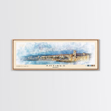 Load image into Gallery viewer, Antibes, France Watercolor Print, Vacation Gift, France Wall Art, Beach Painting, Beach Decor, Large Wall Art, Wood Frame Art
