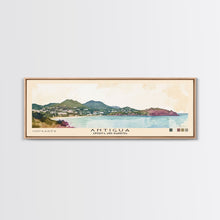 Load image into Gallery viewer, Antigua, Antigua and Barbuda Watercolor Beach Print, Vacation Gift, Antigua and Barbuda Wall Art, Framed Canvas Print, Framed Beach Painting