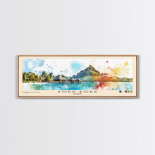 Load image into Gallery viewer, Bora Bora, France Watercolor Beach Print, Vacation Gift, France Wall Art, Framed Canvas Print, Framed Beach Painting