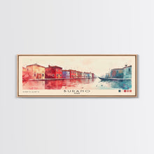 Load image into Gallery viewer, Burano, Italy Watercolor Print, Vacation Gift, Italy Wall Art, Beach Painting, Beach Decor, Large Wall Art, Wood Frame Art