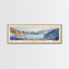 Load image into Gallery viewer, Cala Pregonda, Spain Watercolor Print, Vacation Gift, Spain Wall Art, Beach Painting, Beach Decor, Large Wall Art, Wood Frame Art