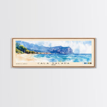 Carregar imagem no visualizador da galeria, Cala Salada, Spain Watercolor Beach Print, Vacation Gift, Spain Wall Art, Framed Canvas Print, Framed Beach Painting