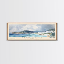 Load image into Gallery viewer, Captain's Bay, Anguila Watercolor Print, Vacation Gift, Anguila Wall Art, Beach Painting, Beach Decor, Large Wall Art, Wood Frame Art